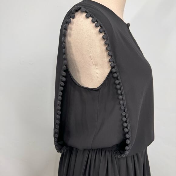 Gat Rimon Swing Dress Gray Neutral Mini PomPom Party Date Night Boho Size 4 - Picture 5 of 10